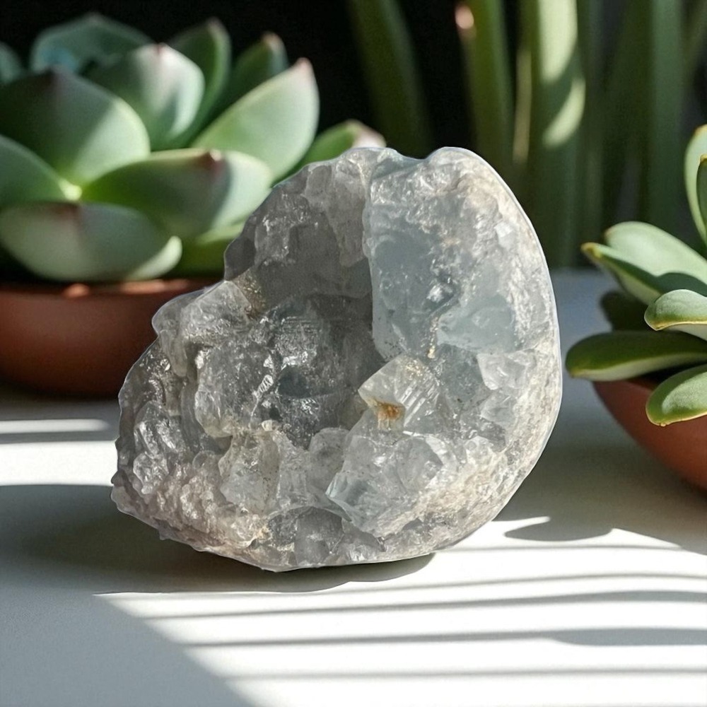 Celestite Blue Crystal Cluster Natural Raw Mineral Geode Healing Decor‎